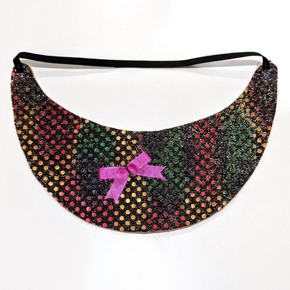 Handmade Rainbow Sequin Pink Bow Visor Packable Retro Cute Decora Funky Festival
